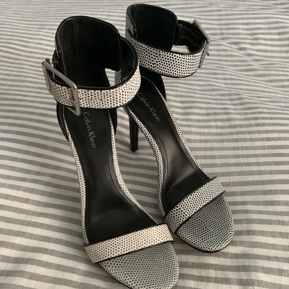 Calvin Klein White and Black Heels